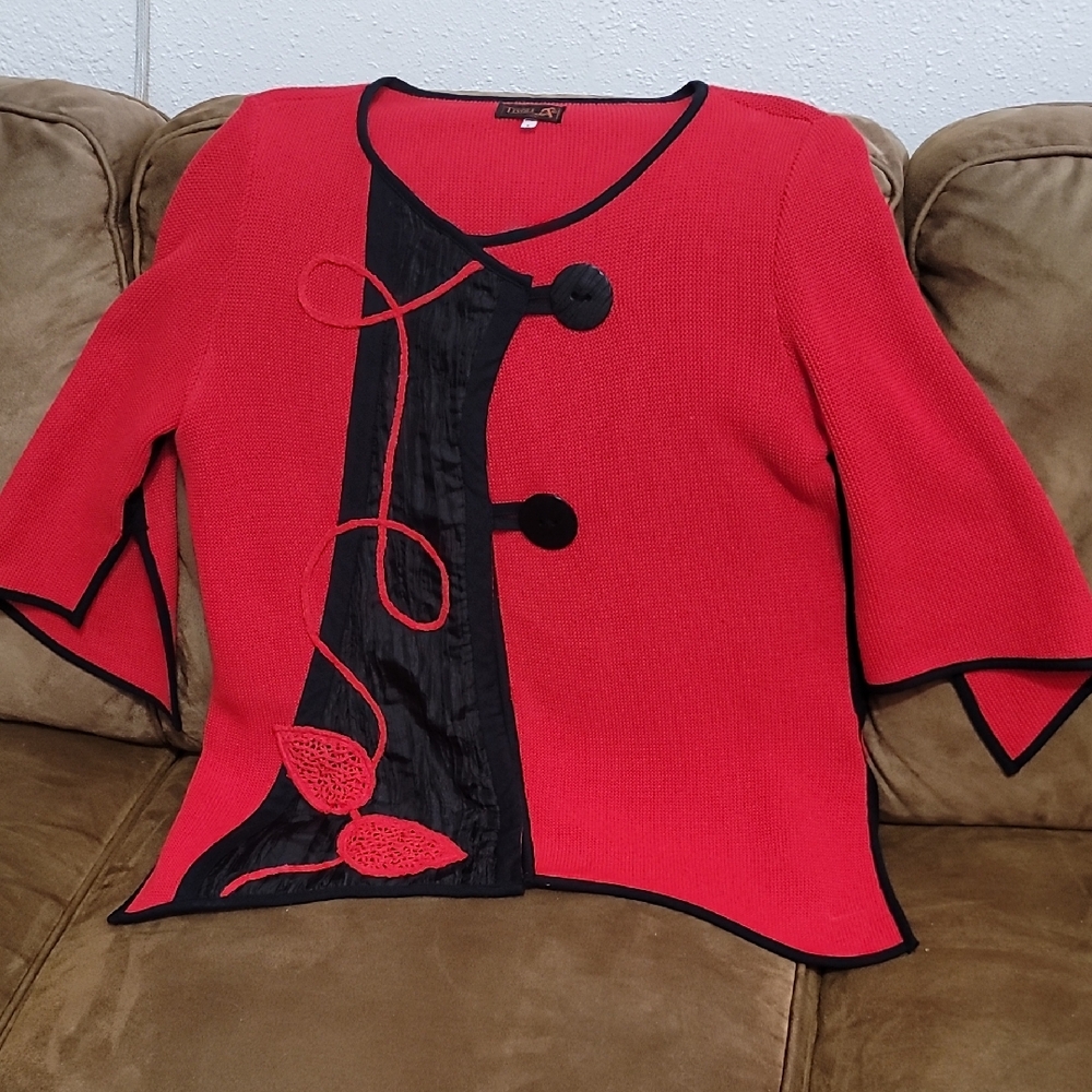 Tivoli Red and Black Women's Cardigan